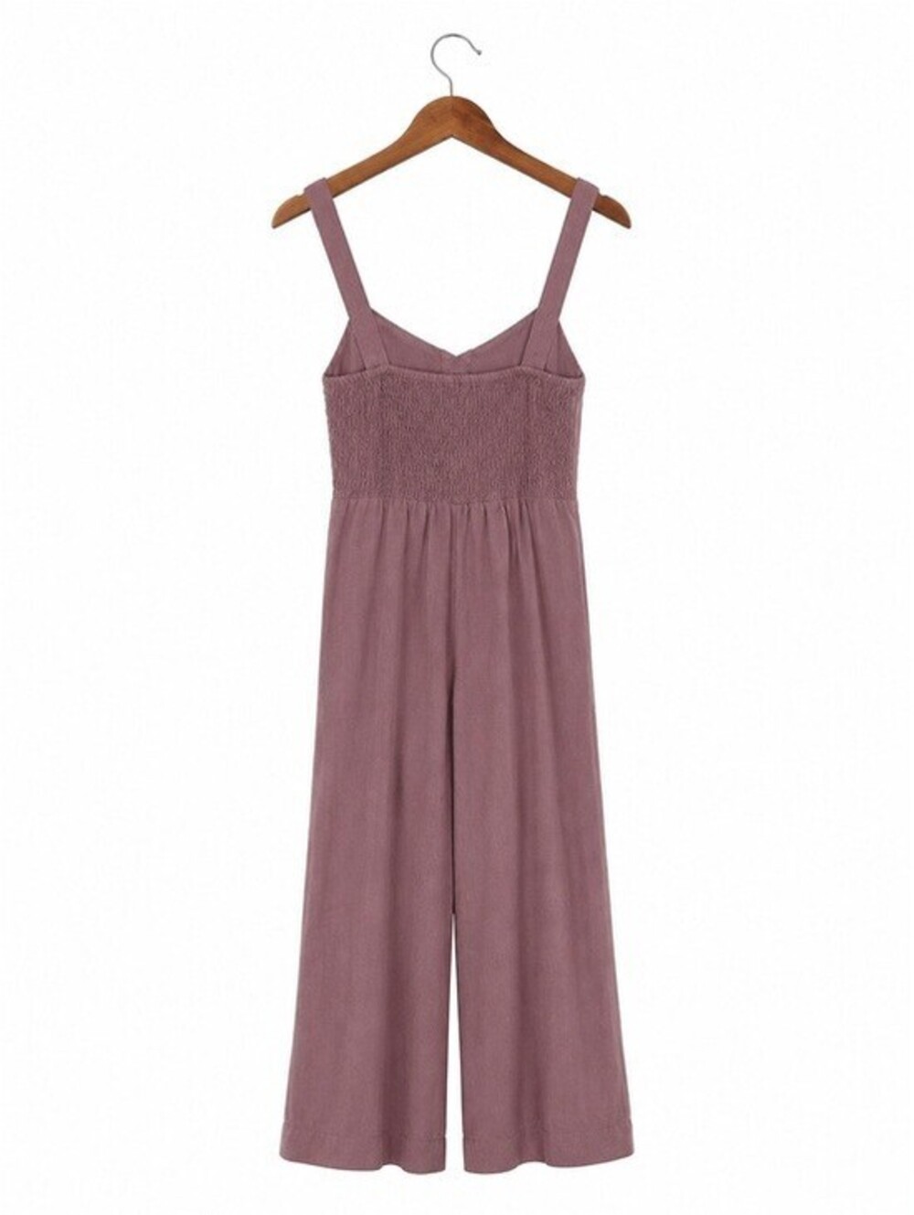 Lulus Mauve Linen Blend Wide Leg Button Front Jumpsuit Smocked Back Small - Picture 4 of 4